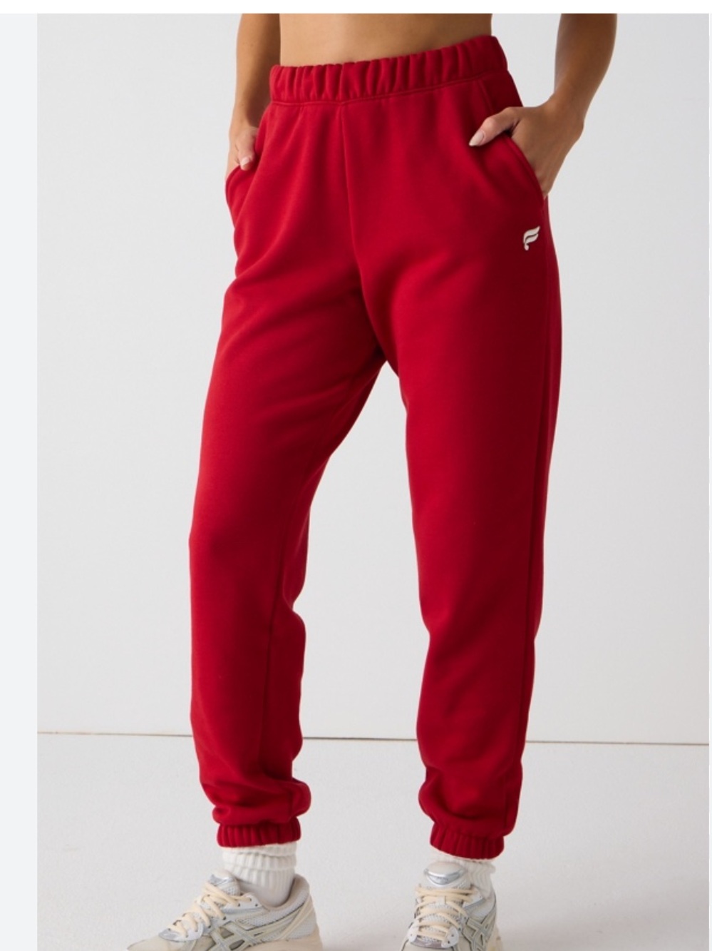 Fabletics Coral Red Cozy Fleece Sweatpants